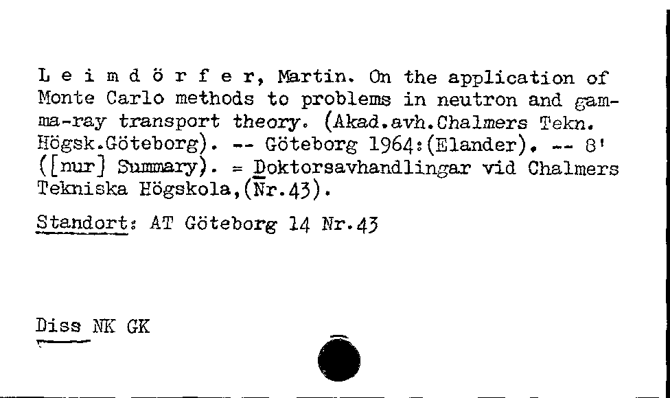 [Katalogkarte Dissertationenkatalog bis 1980]