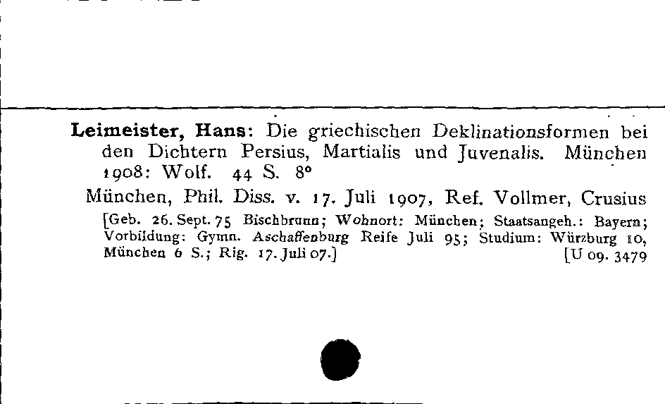 [Katalogkarte Dissertationenkatalog bis 1980]