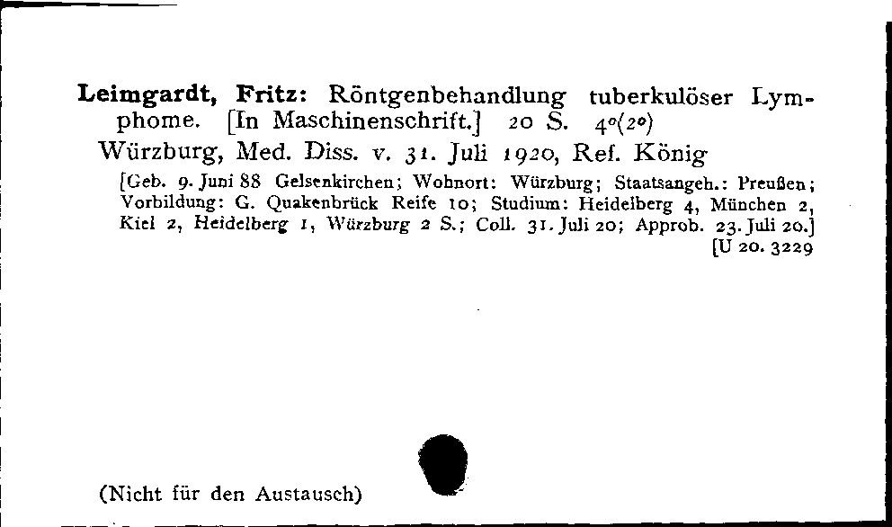 [Katalogkarte Dissertationenkatalog bis 1980]