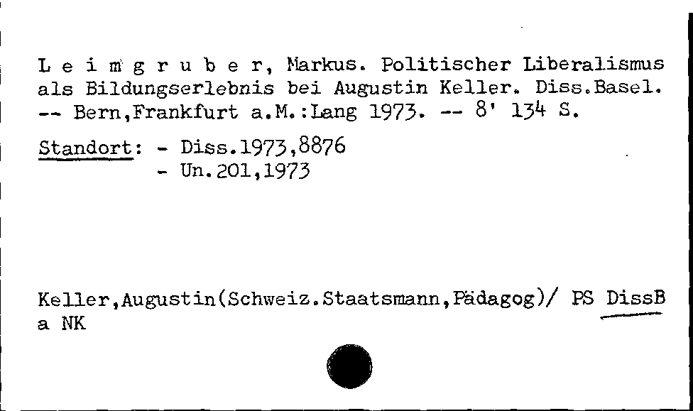 [Katalogkarte Dissertationenkatalog bis 1980]