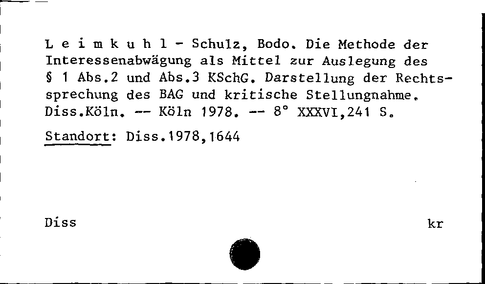 [Katalogkarte Dissertationenkatalog bis 1980]