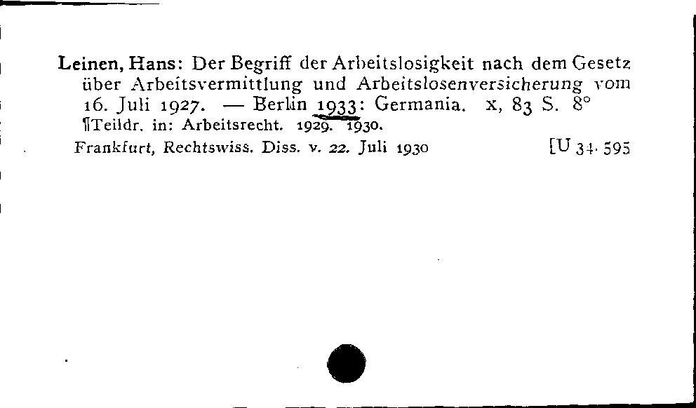 [Katalogkarte Dissertationenkatalog bis 1980]