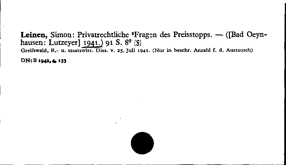 [Katalogkarte Dissertationenkatalog bis 1980]