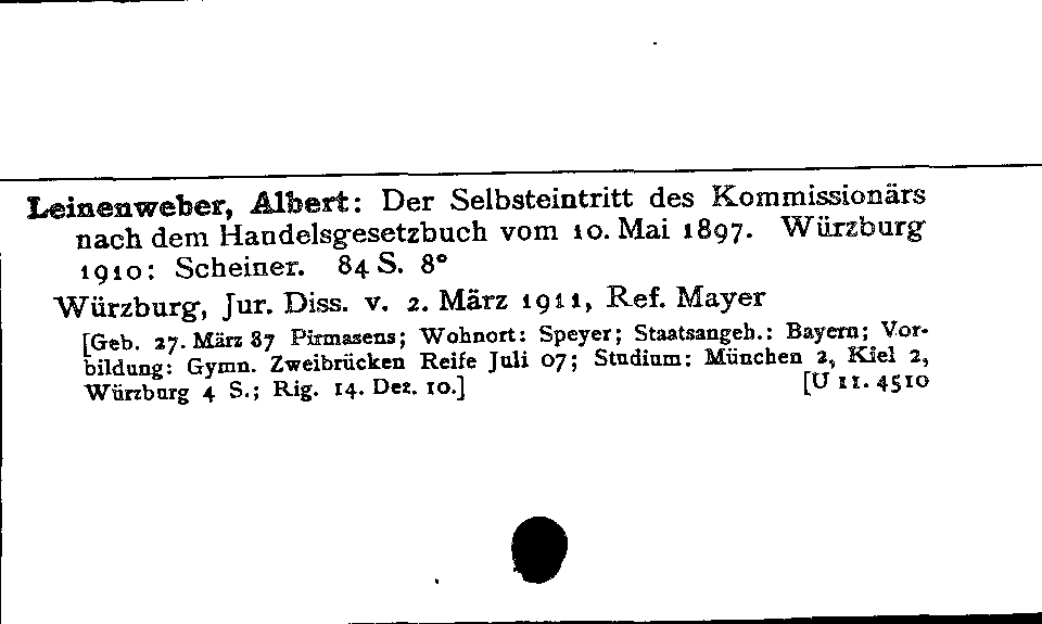 [Katalogkarte Dissertationenkatalog bis 1980]