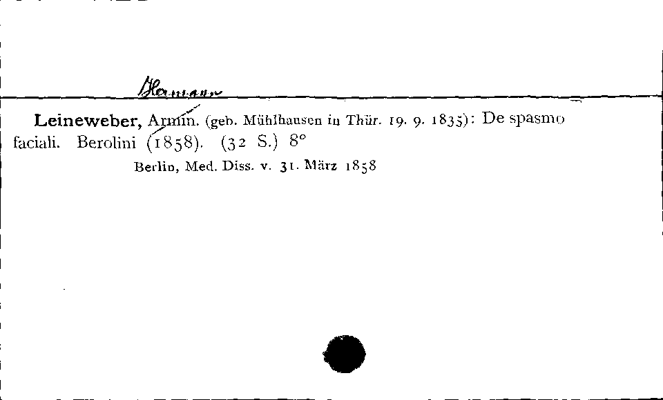 [Katalogkarte Dissertationenkatalog bis 1980]