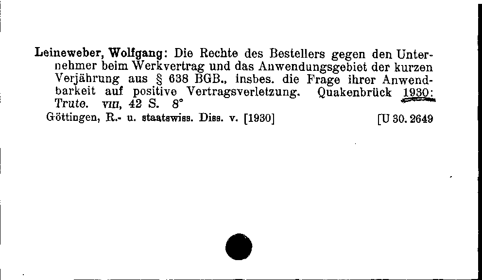 [Katalogkarte Dissertationenkatalog bis 1980]