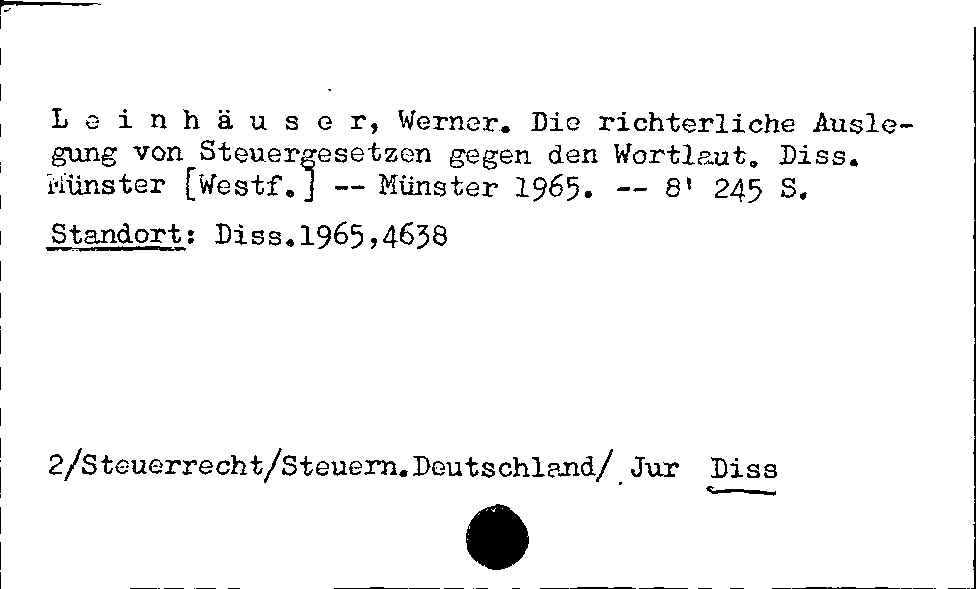 [Katalogkarte Dissertationenkatalog bis 1980]