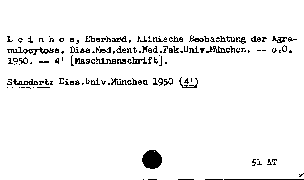 [Katalogkarte Dissertationenkatalog bis 1980]