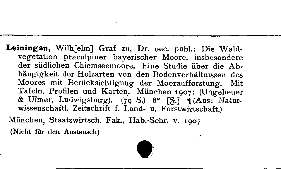 [Katalogkarte Dissertationenkatalog bis 1980]