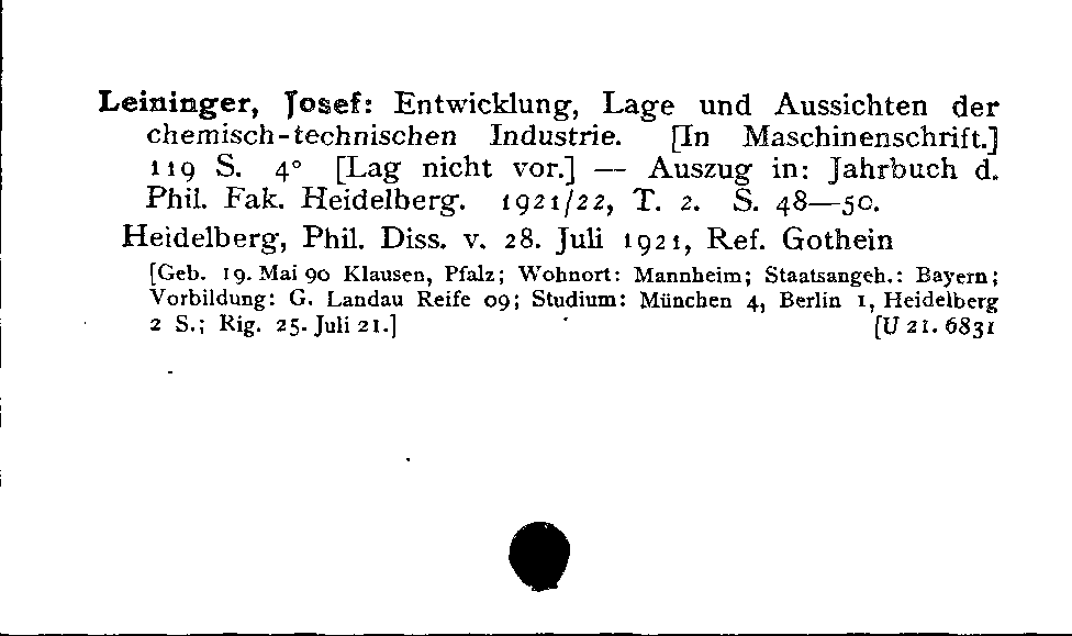 [Katalogkarte Dissertationenkatalog bis 1980]