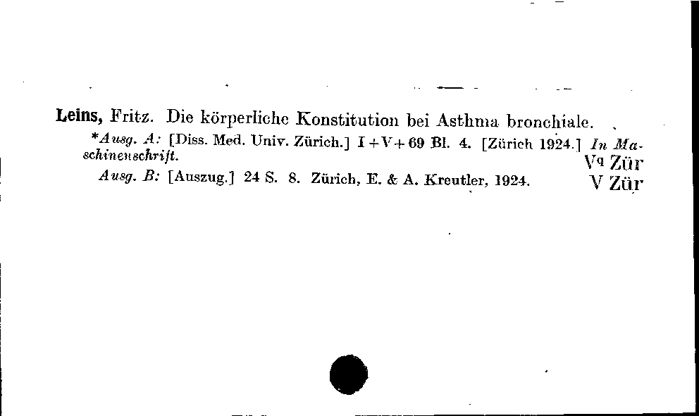 [Katalogkarte Dissertationenkatalog bis 1980]