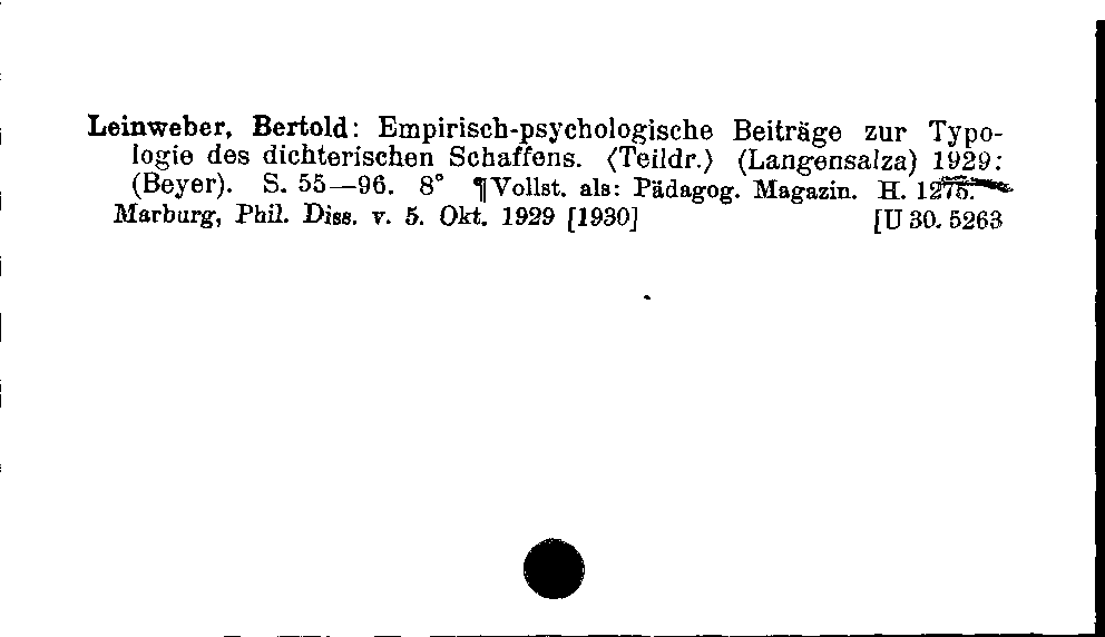 [Katalogkarte Dissertationenkatalog bis 1980]