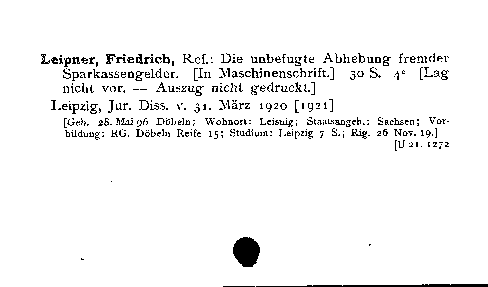 [Katalogkarte Dissertationenkatalog bis 1980]