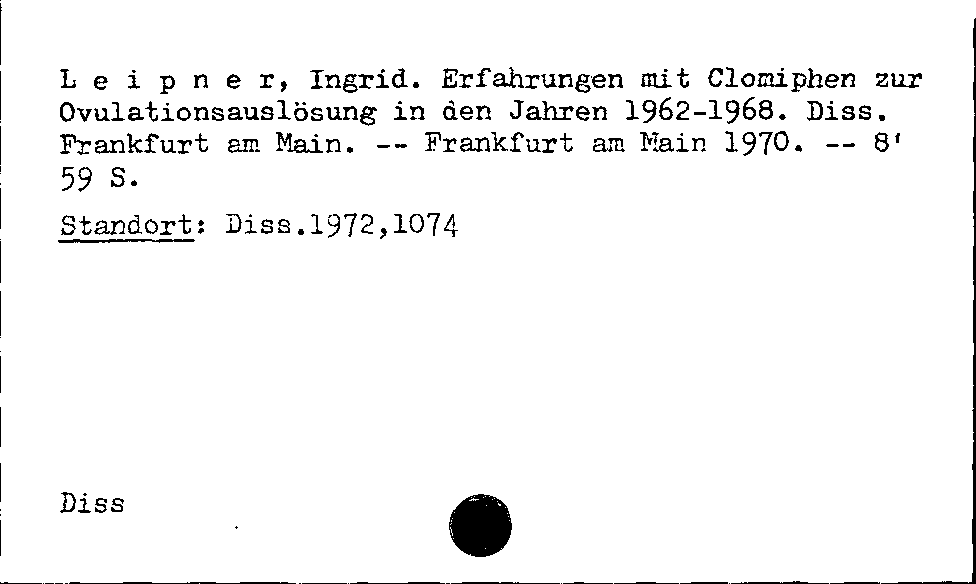 [Katalogkarte Dissertationenkatalog bis 1980]