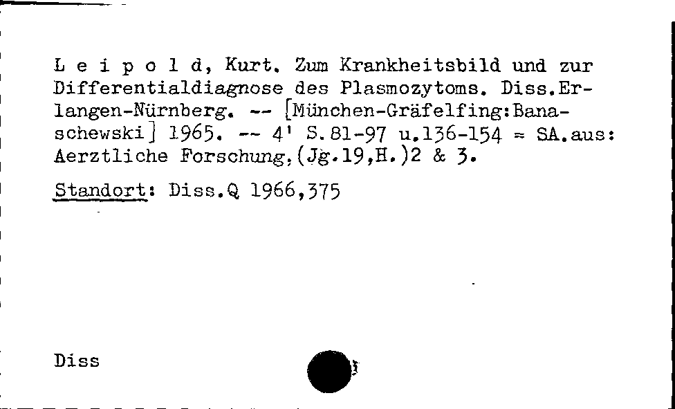 [Katalogkarte Dissertationenkatalog bis 1980]