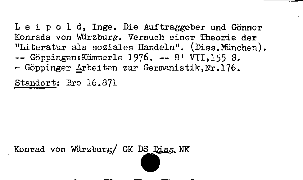 [Katalogkarte Dissertationenkatalog bis 1980]