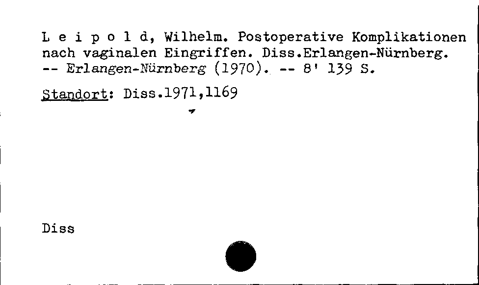 [Katalogkarte Dissertationenkatalog bis 1980]