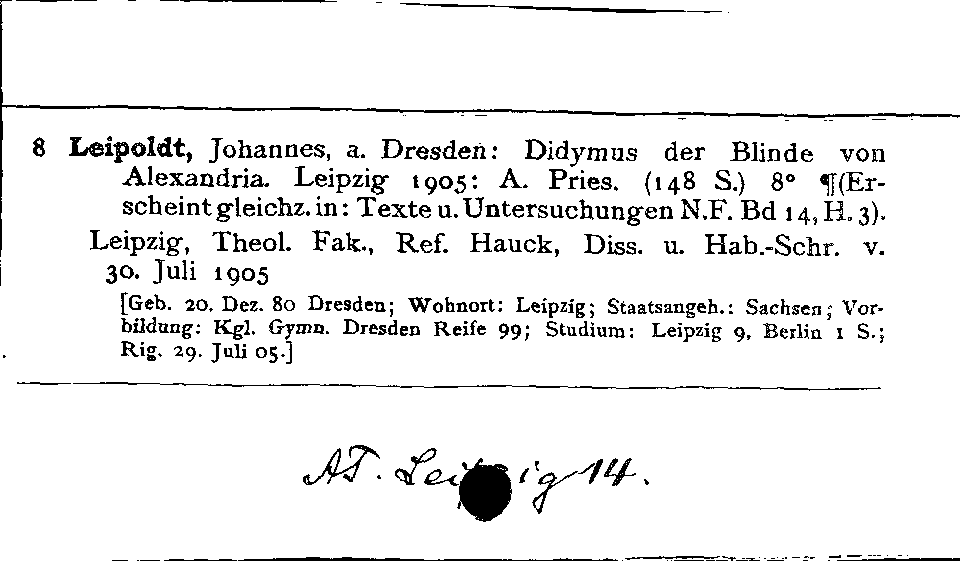 [Katalogkarte Dissertationenkatalog bis 1980]