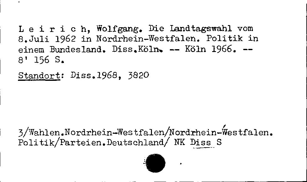 [Katalogkarte Dissertationenkatalog bis 1980]