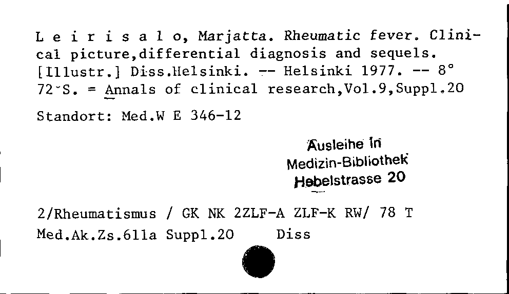 [Katalogkarte Dissertationenkatalog bis 1980]