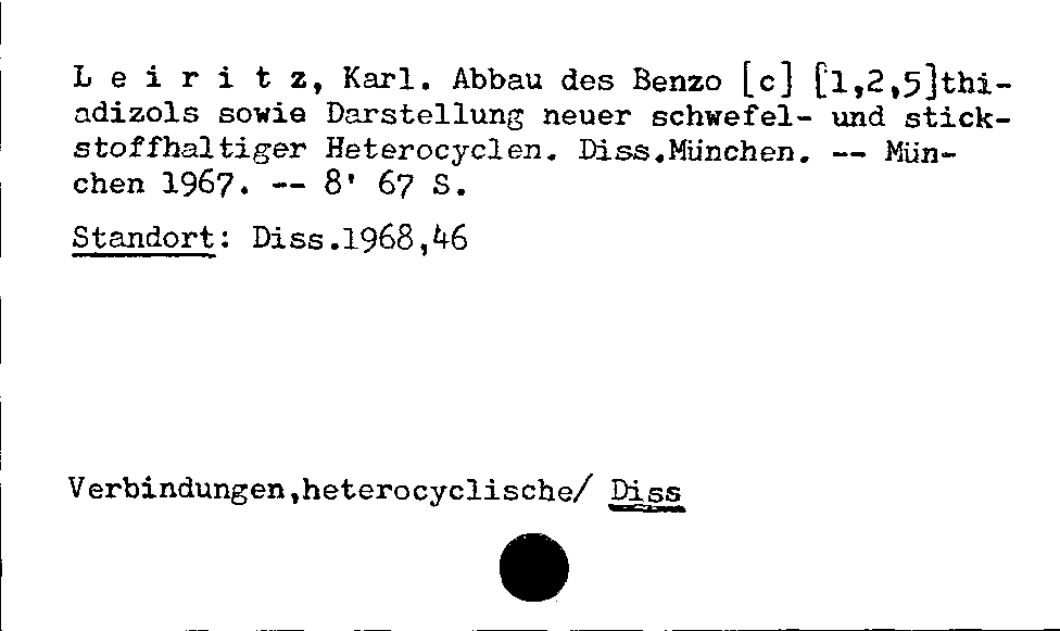 [Katalogkarte Dissertationenkatalog bis 1980]