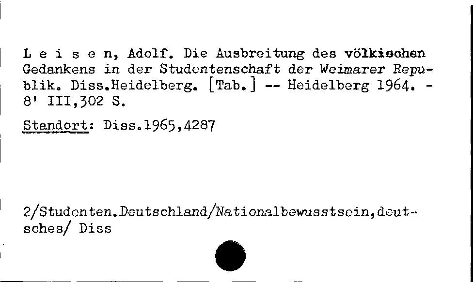 [Katalogkarte Dissertationenkatalog bis 1980]