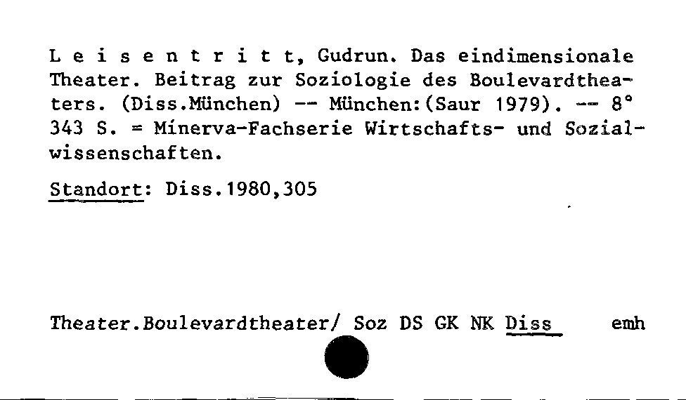 [Katalogkarte Dissertationenkatalog bis 1980]