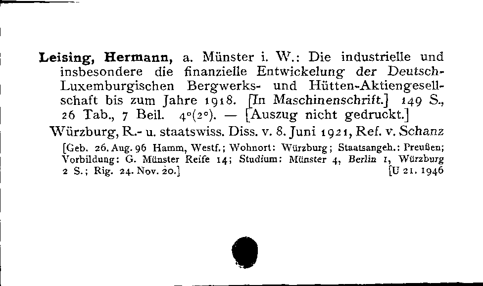 [Katalogkarte Dissertationenkatalog bis 1980]