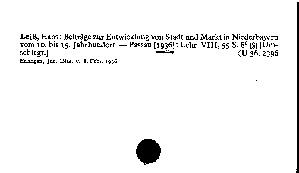 [Katalogkarte Dissertationenkatalog bis 1980]