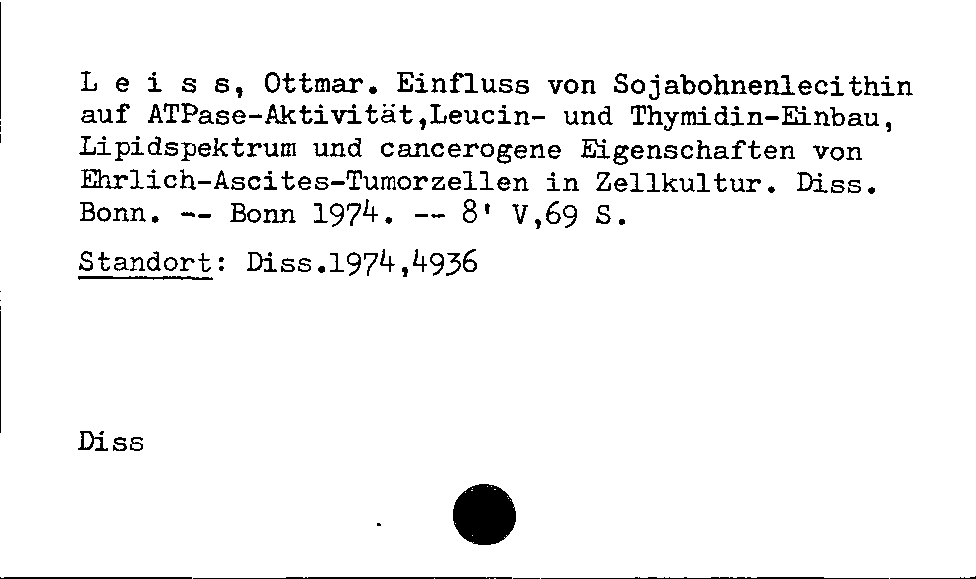 [Katalogkarte Dissertationenkatalog bis 1980]