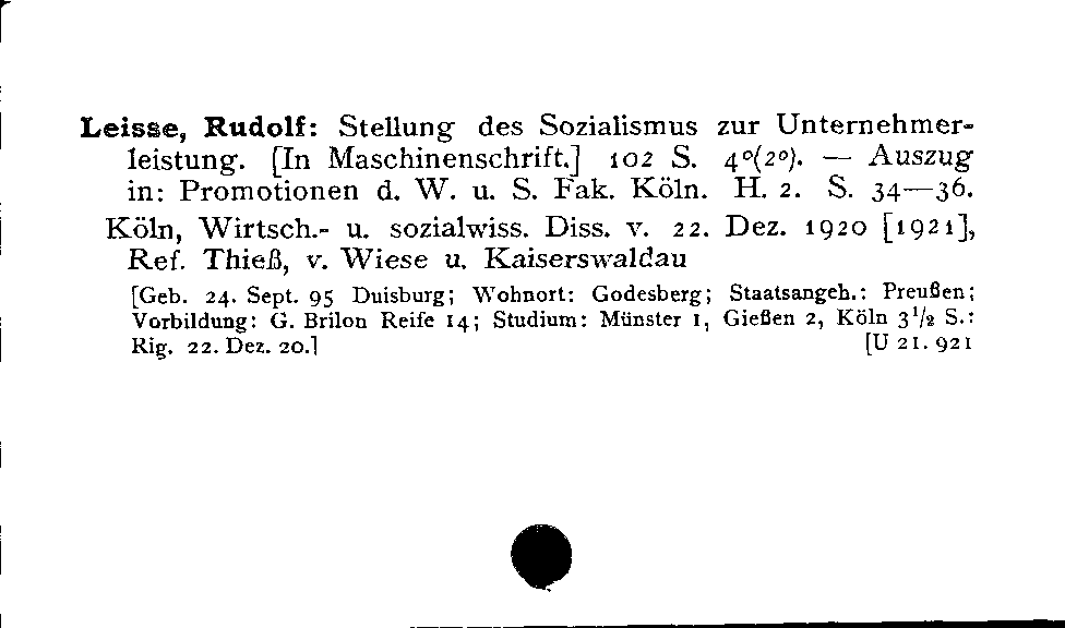 [Katalogkarte Dissertationenkatalog bis 1980]