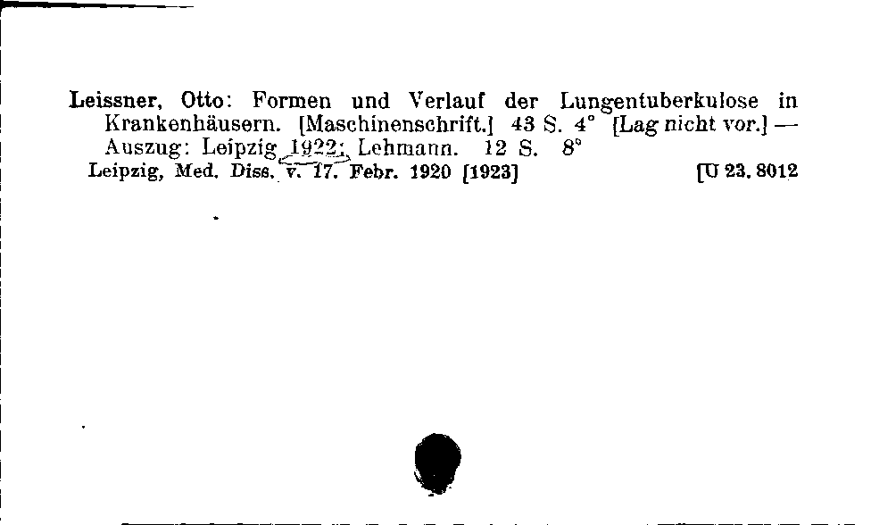 [Katalogkarte Dissertationenkatalog bis 1980]