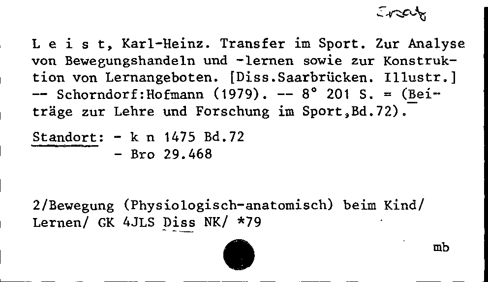 [Katalogkarte Dissertationenkatalog bis 1980]