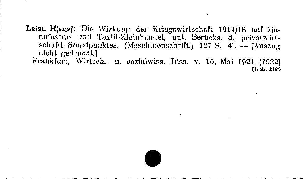 [Katalogkarte Dissertationenkatalog bis 1980]