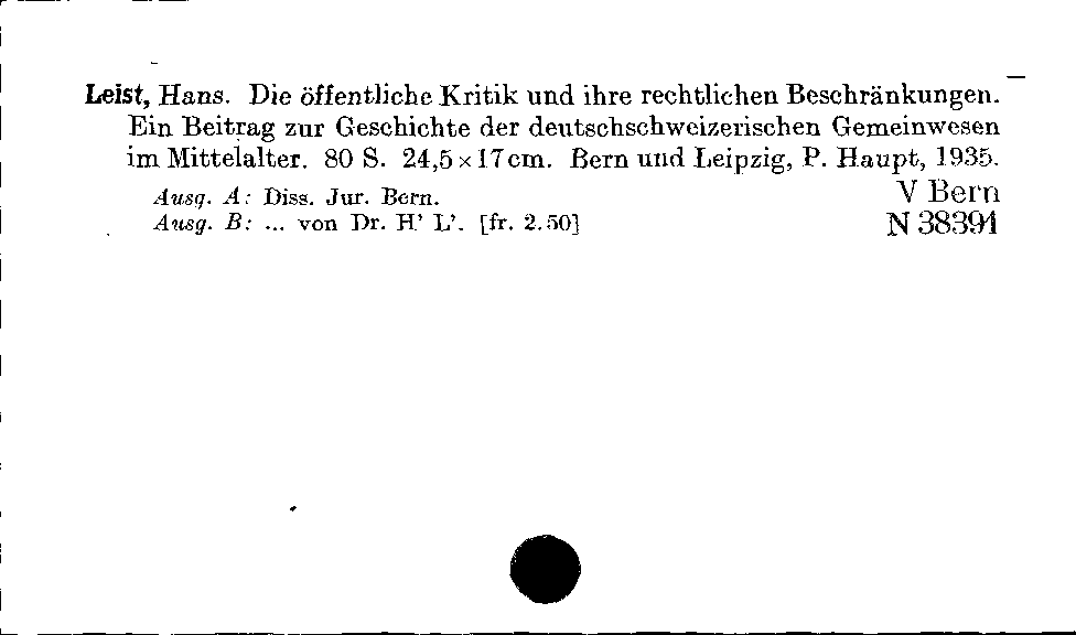 [Katalogkarte Dissertationenkatalog bis 1980]