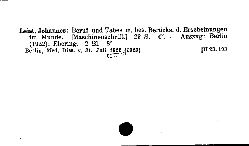 [Katalogkarte Dissertationenkatalog bis 1980]