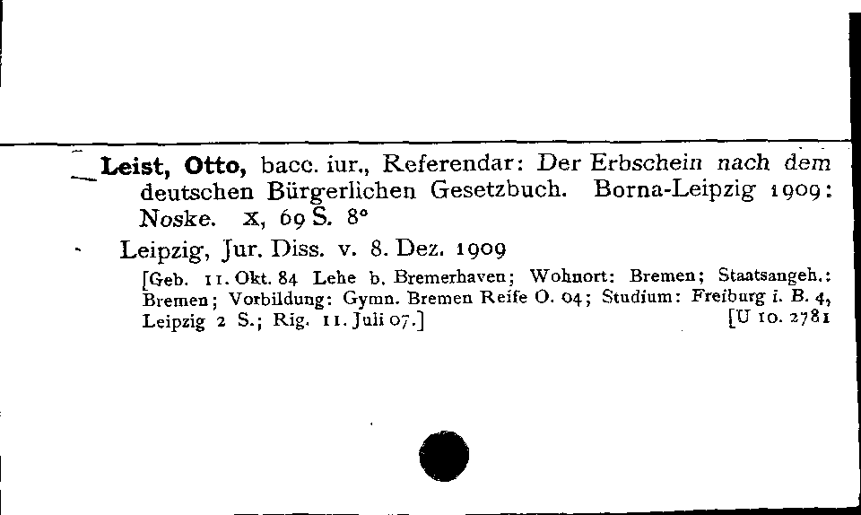 [Katalogkarte Dissertationenkatalog bis 1980]