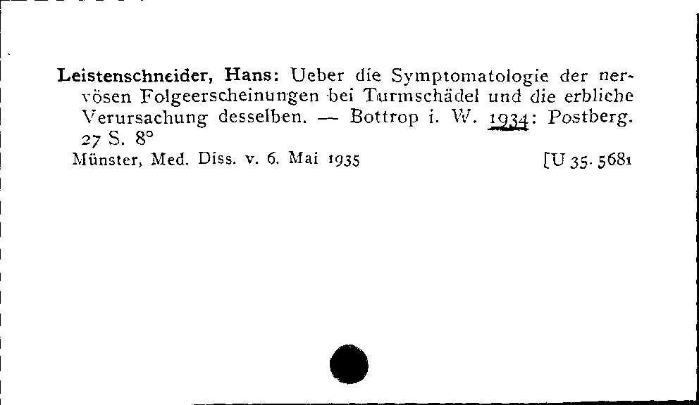 [Katalogkarte Dissertationenkatalog bis 1980]