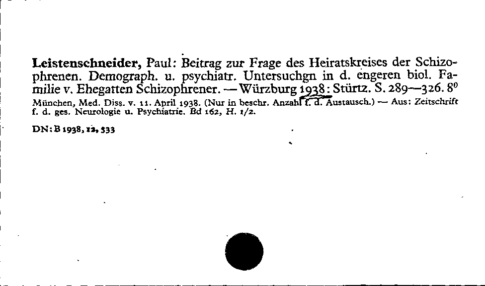 [Katalogkarte Dissertationenkatalog bis 1980]