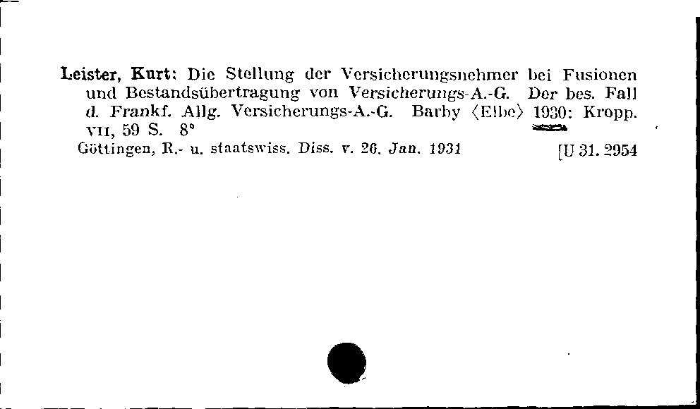 [Katalogkarte Dissertationenkatalog bis 1980]