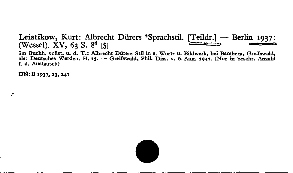 [Katalogkarte Dissertationenkatalog bis 1980]