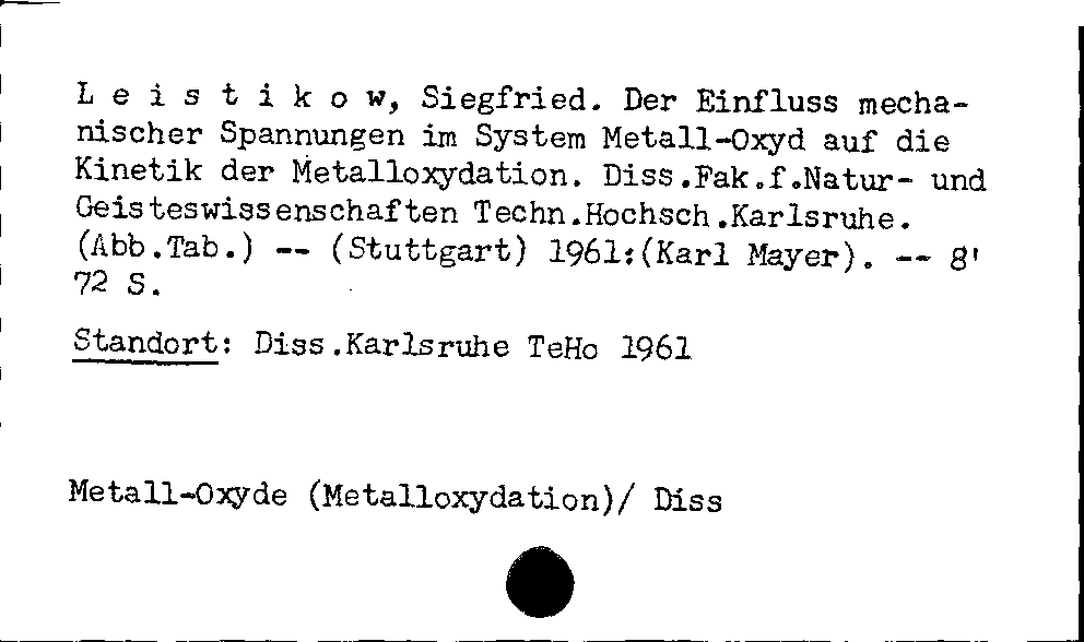 [Katalogkarte Dissertationenkatalog bis 1980]