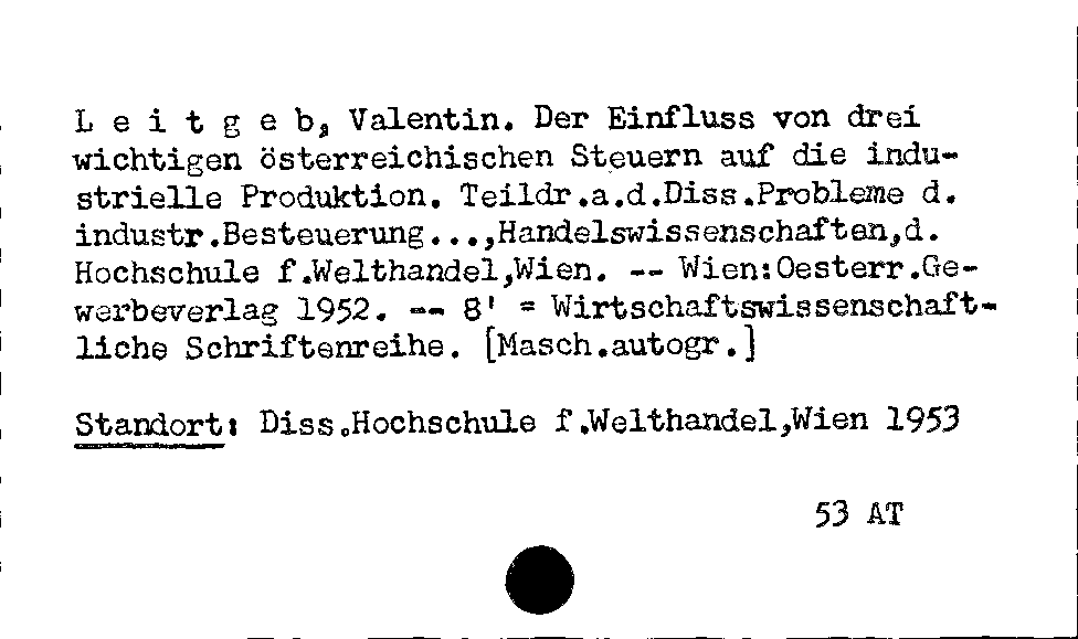 [Katalogkarte Dissertationenkatalog bis 1980]