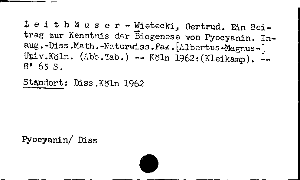 [Katalogkarte Dissertationenkatalog bis 1980]