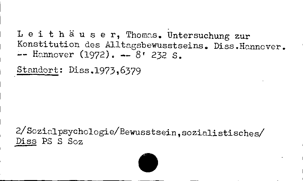 [Katalogkarte Dissertationenkatalog bis 1980]