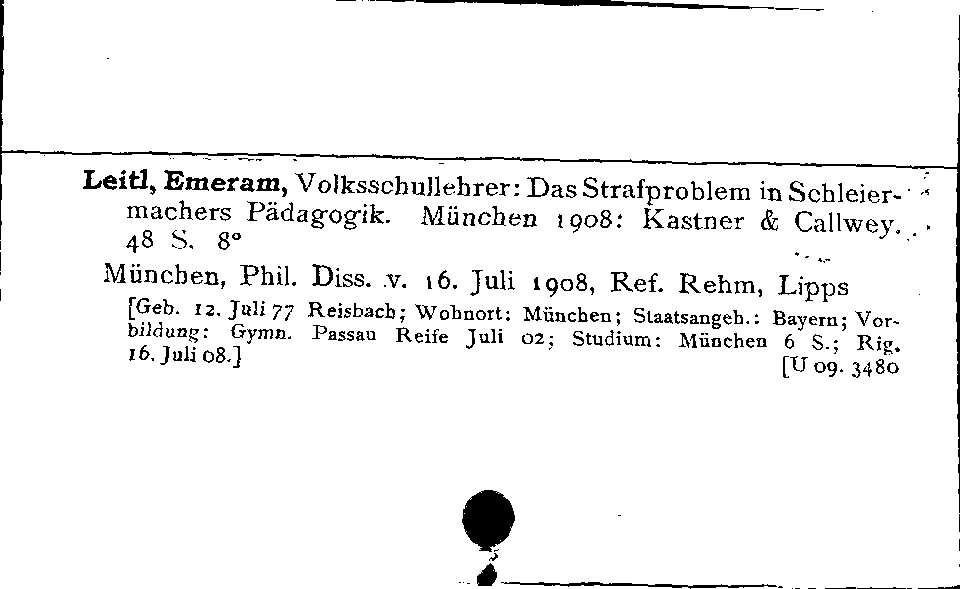 [Katalogkarte Dissertationenkatalog bis 1980]