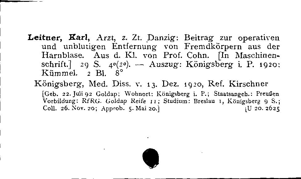 [Katalogkarte Dissertationenkatalog bis 1980]