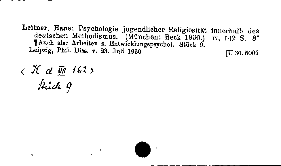 [Katalogkarte Dissertationenkatalog bis 1980]