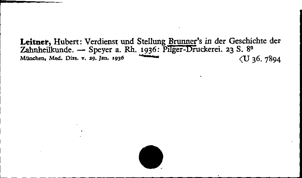 [Katalogkarte Dissertationenkatalog bis 1980]