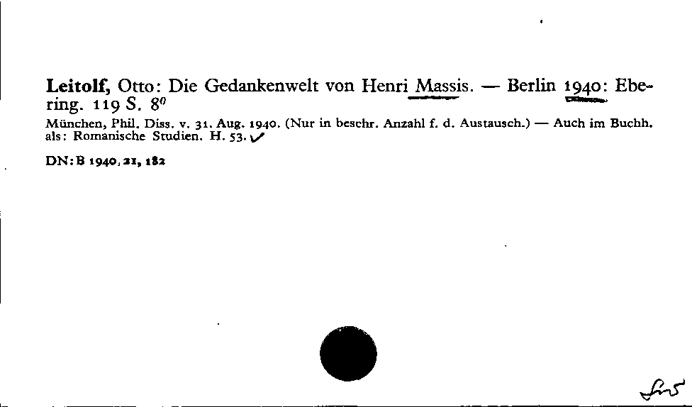 [Katalogkarte Dissertationenkatalog bis 1980]